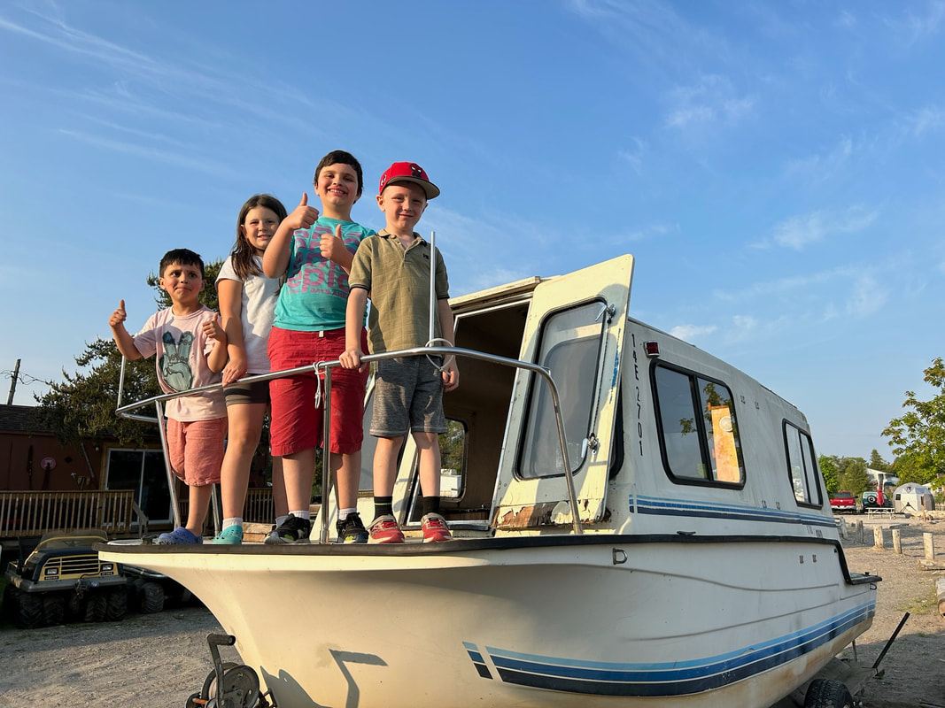 Old walleye boat for kids to play on
